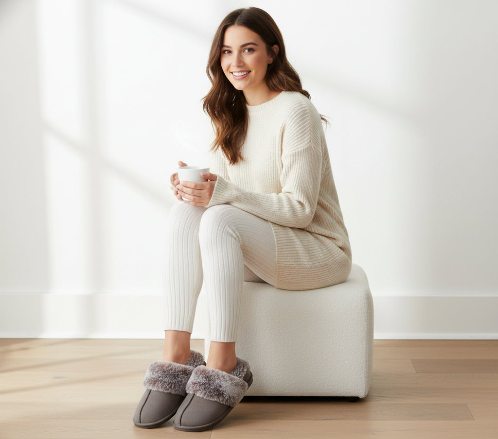 Women'S Comfy Faux Fur House Slipper Scuff Memory Foam Slip on Anti-Skid Sole