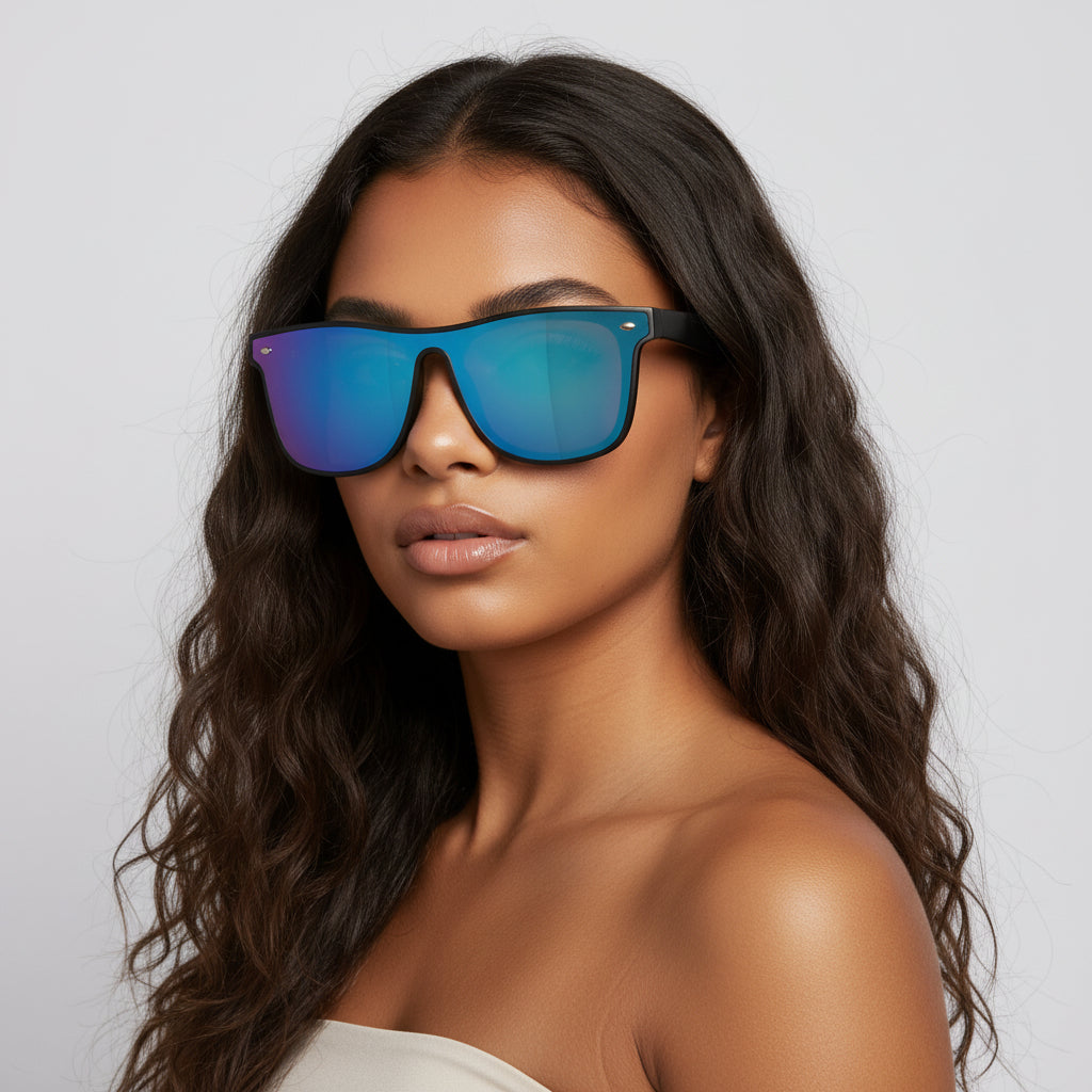 Trendy Cool Mens Womens Retro Sunglasses Fun Square Shield Mirrored Sun Glasses