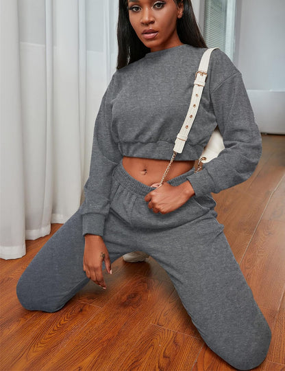 Women's Workout Track Suit 2 Piece Outfits Long Sleeve Sweatsuits Jogger Pants Set