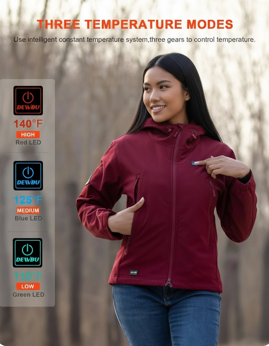 Heated Jacket for Women, Soft Shell Heated Coat with 12V Battery Pack, Waterproof Heating Jacket for Winter Outdoor
