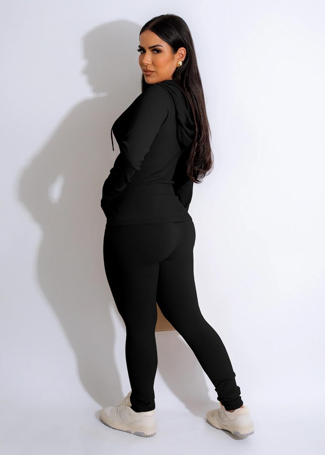 Elevate Your Style with the Chic Women's 2-Piece Tracksuit Set - Trendy Long Sleeve Hoodie & Bodycon Jogging Outfit