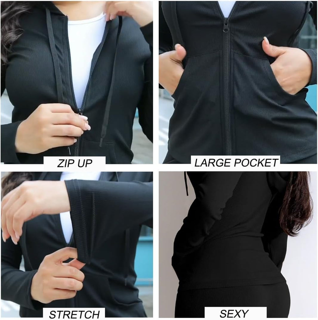 Elevate Your Style with the Chic Women's 2-Piece Tracksuit Set - Trendy Long Sleeve Hoodie & Bodycon Jogging Outfit