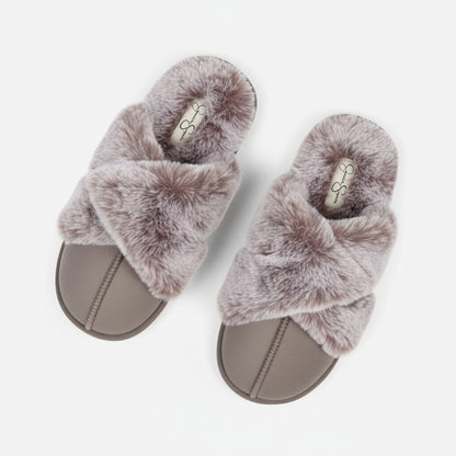 Women'S Comfy Faux Fur House Slipper Scuff Memory Foam Slip on Anti-Skid Sole
