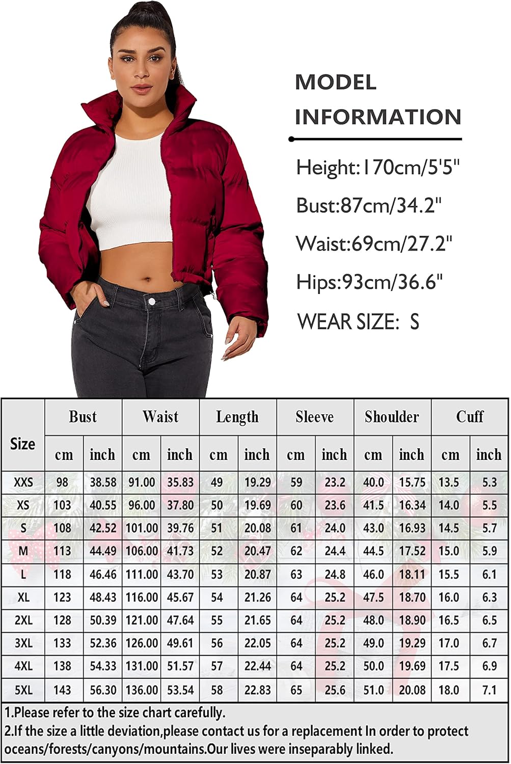 Chic and Cozy Women's Cropped Puffer Jacket - Lightweight Winter Essential in Burgundy