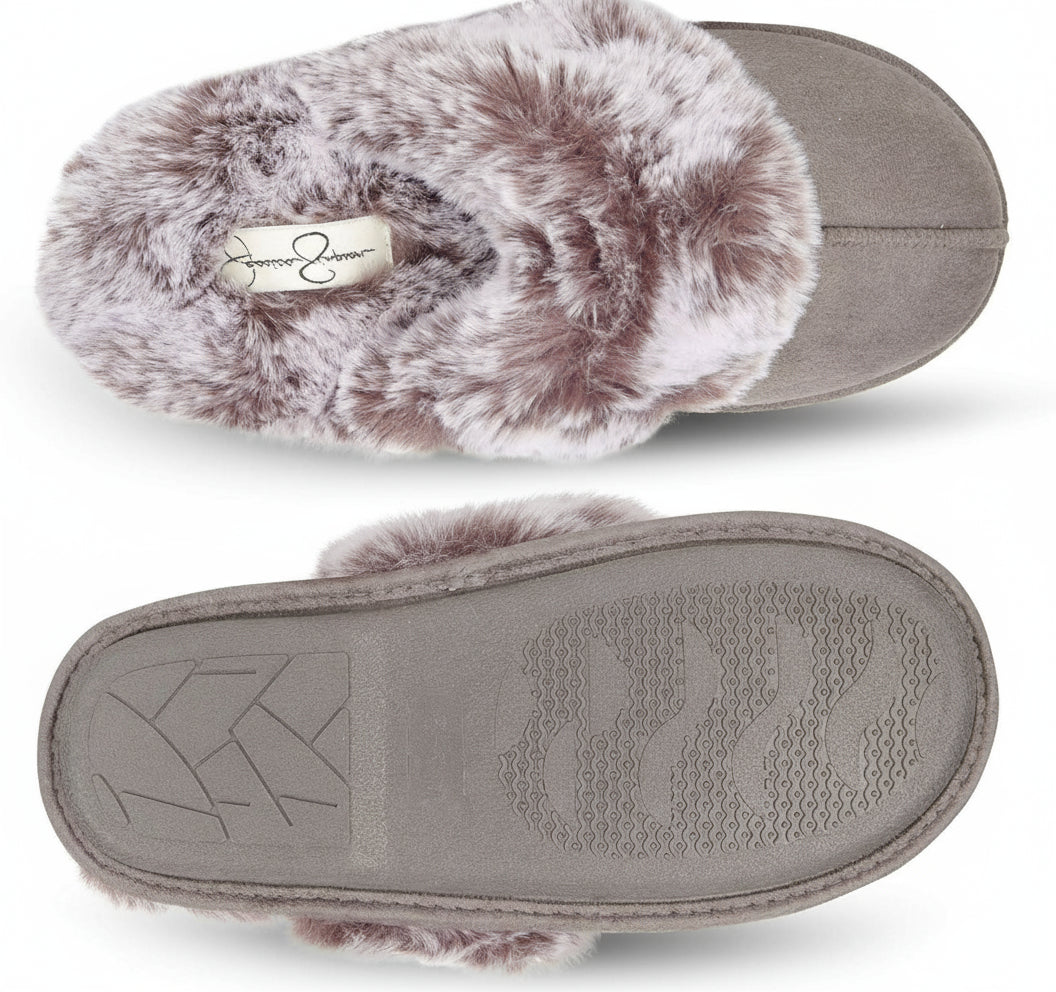 Women'S Comfy Faux Fur House Slipper Scuff Memory Foam Slip on Anti-Skid Sole