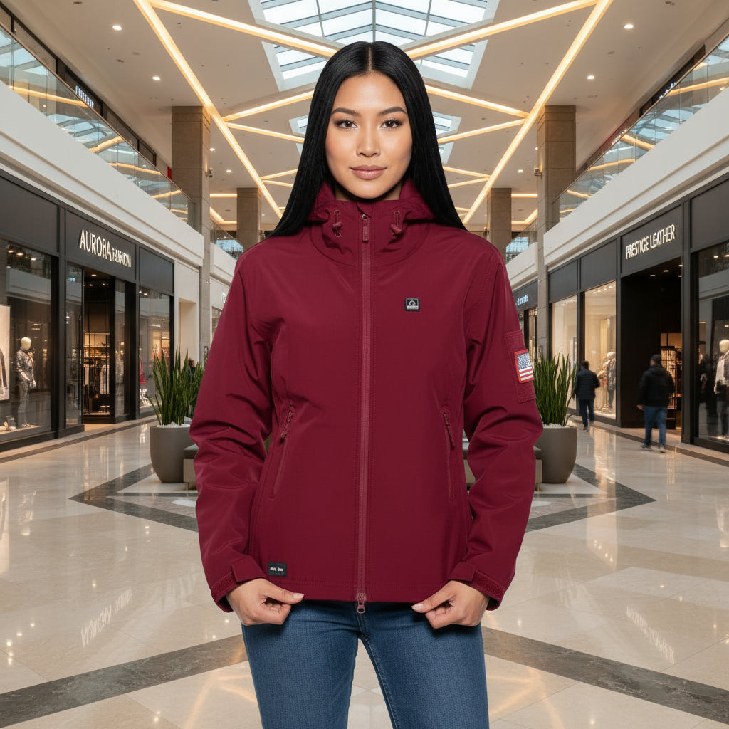 Heated Jacket for Women, Soft Shell Heated Coat with 12V Battery Pack, Waterproof Heating Jacket for Winter Outdoor