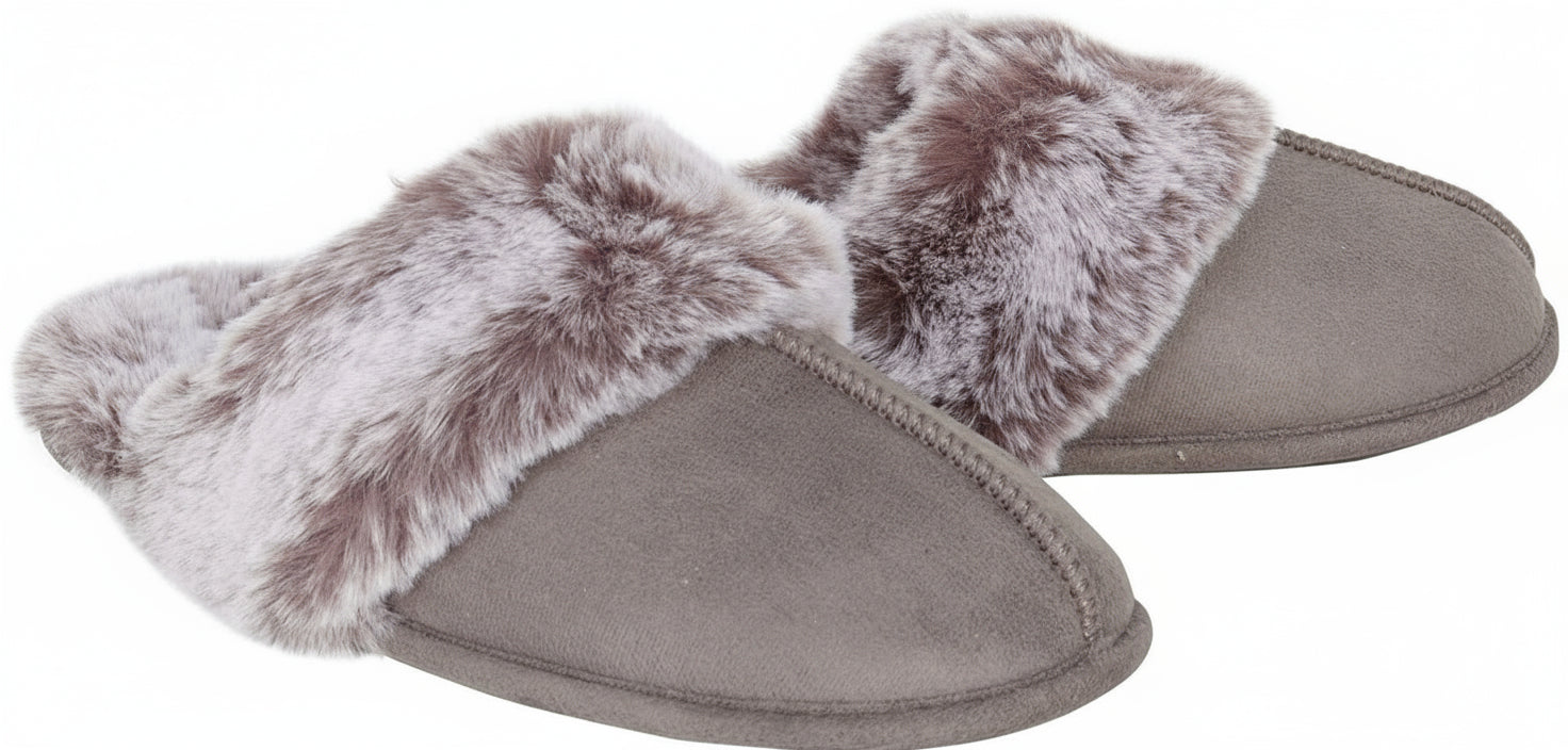 Women'S Comfy Faux Fur House Slipper Scuff Memory Foam Slip on Anti-Skid Sole