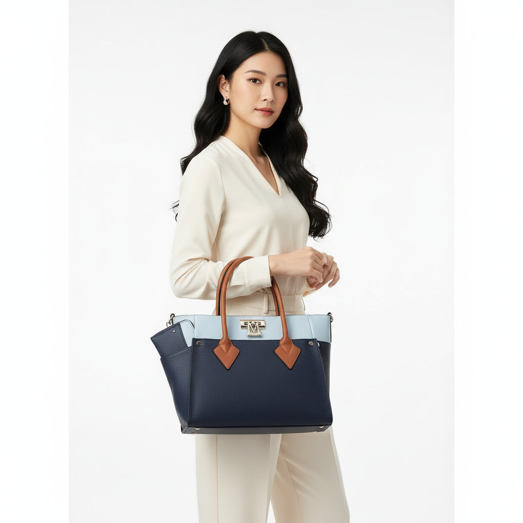 Brynlee Women'S Tote Bag & Wristlet Wallet, Crossbody Purse Handbag 2 Pcs by Mia K - Navy